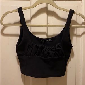 Pretty Little Thing Black Crop Rouched Tank XS NWT